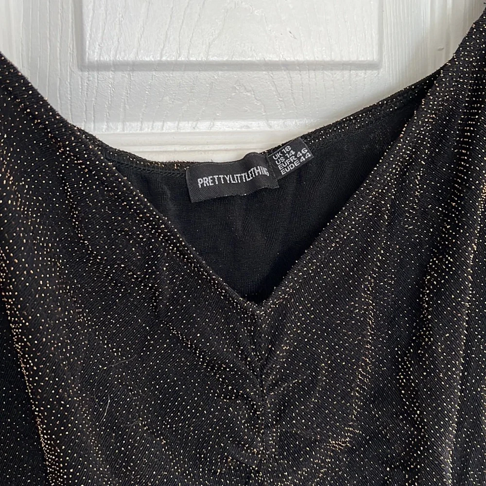 ***FREE w/purchase from my closet. Pretty little thing ruched gold shimmer dress - Picture 2 of 7